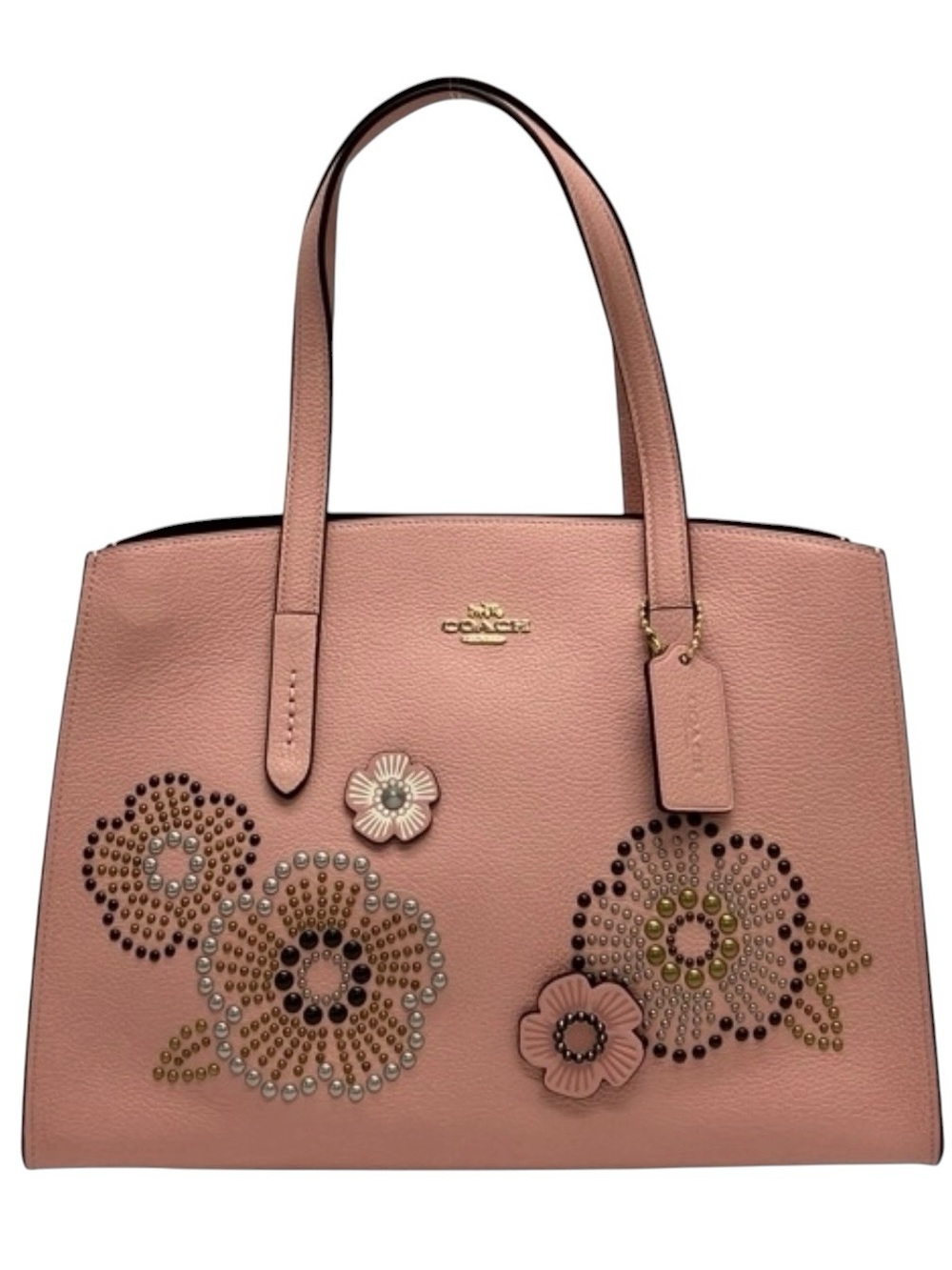 Coach Charlie Carryall With Tea Rose Appliqués & Rivets NWOT